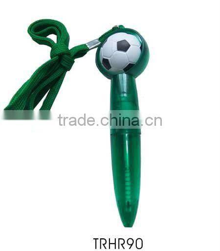 new plastic ball pen with soccer and lanyard