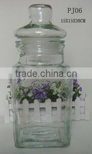 big volume clear square glass jar and glass lid