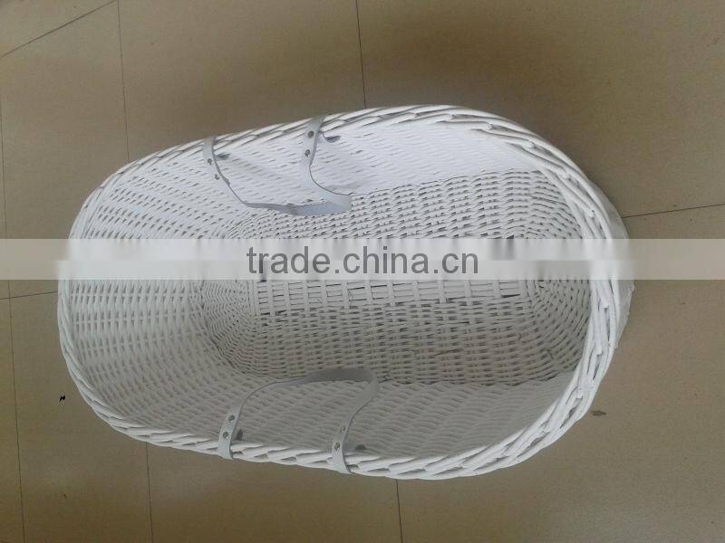 hand made white wicker baby pram basket for home use