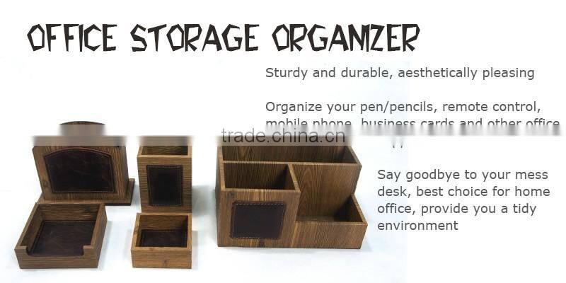 Black Catch All Faux Leather Stain Resistant Tray Set