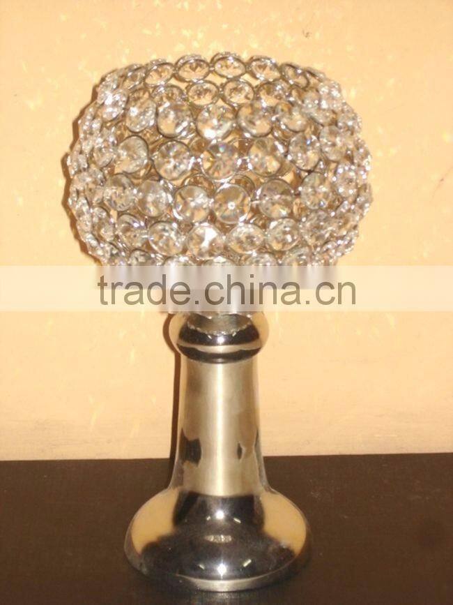 gold plated centerpiece crystal ball table decor candle holder