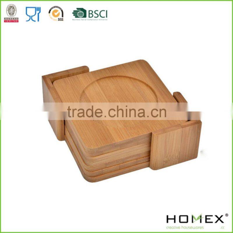 Bamboo Cup Pad Coaster Set/Bamboo Kitchenware/Homex_FSC/BSCI Factory