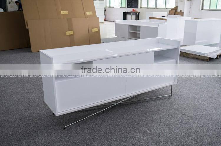 NEW Cross Metal Legs Simple White Dining Storage Cabinet H-829