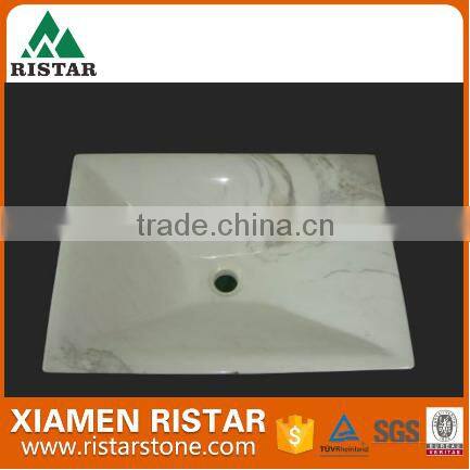 High quality square white marble stone bathroom basins and stone sinks RST-SB017