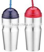 600ml/700ml stainless steel Inner plastic outer steel double layer cup with straw