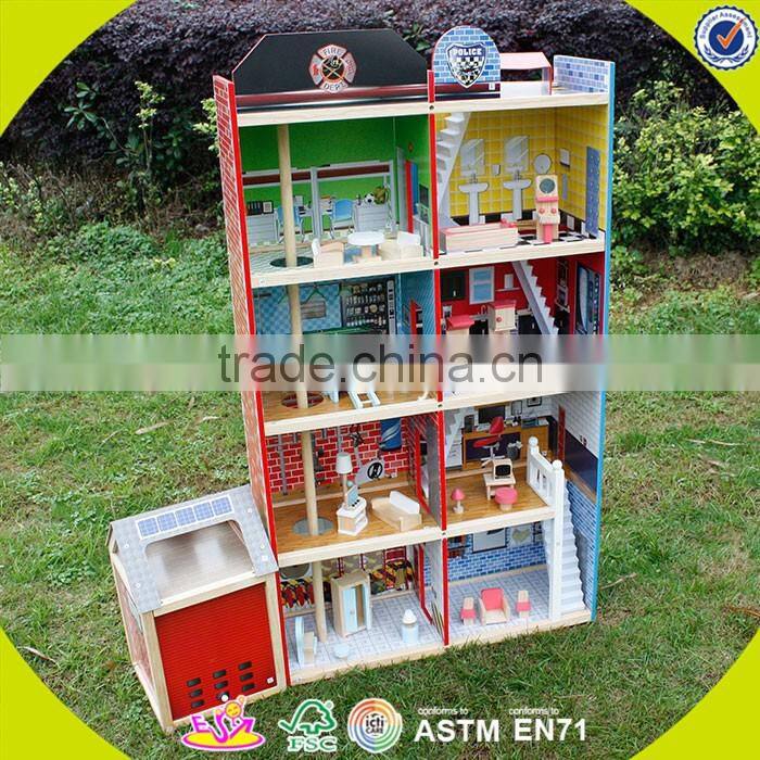 2017 new design pretend toy kids wooden model doll house W06A138
