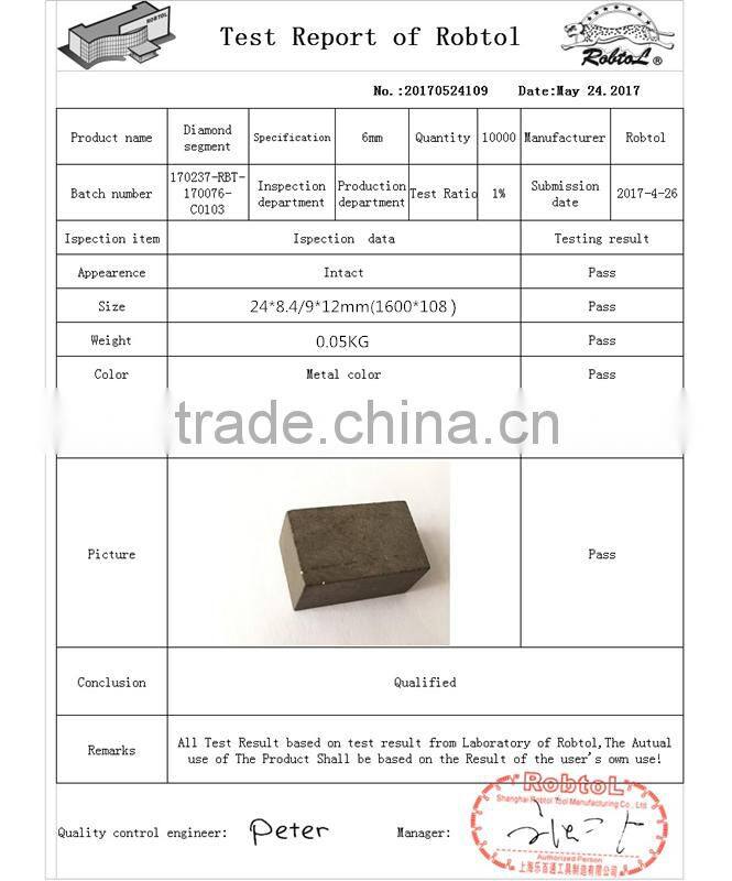 24*8.4/9*12mm 1600mm Diamond Segment Cutting Grinding Polishing Drilling Block Granite Marble Concrete