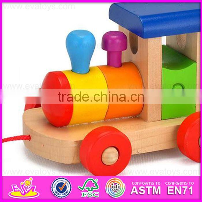 2016 hot sale baby wooden educational train toy, top fashion kids wooden educational train toy W05C071