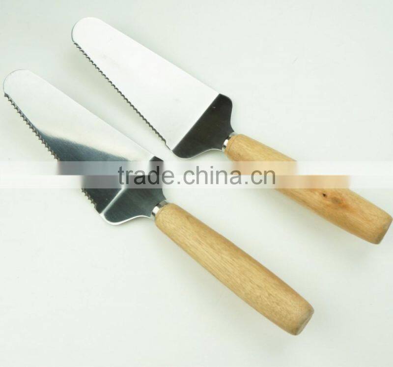 32057 Stainless Steel Steak Cake Pizza Turner with wooden handle