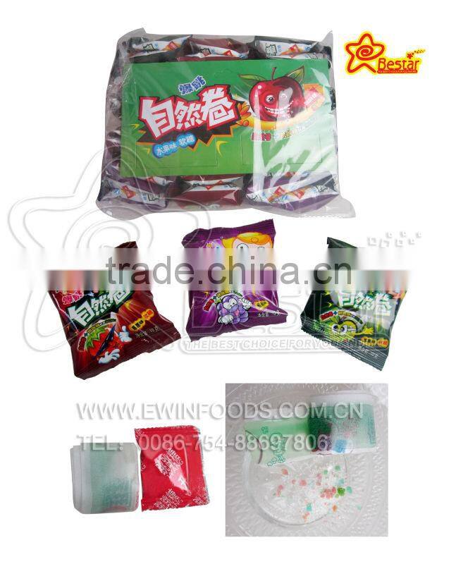 Fruity Flavour Gummy Roll Candy With Popping Candy