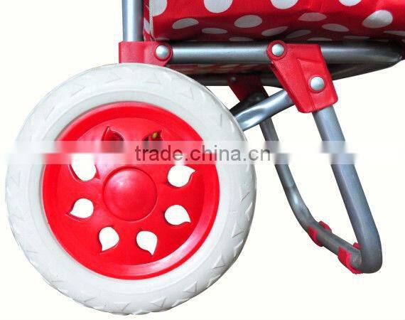 shopping trolley with detachable trolley and Dot Satin bag ,strong metal shelf trolley