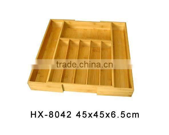 Bamboo utility drawer utensil organizer