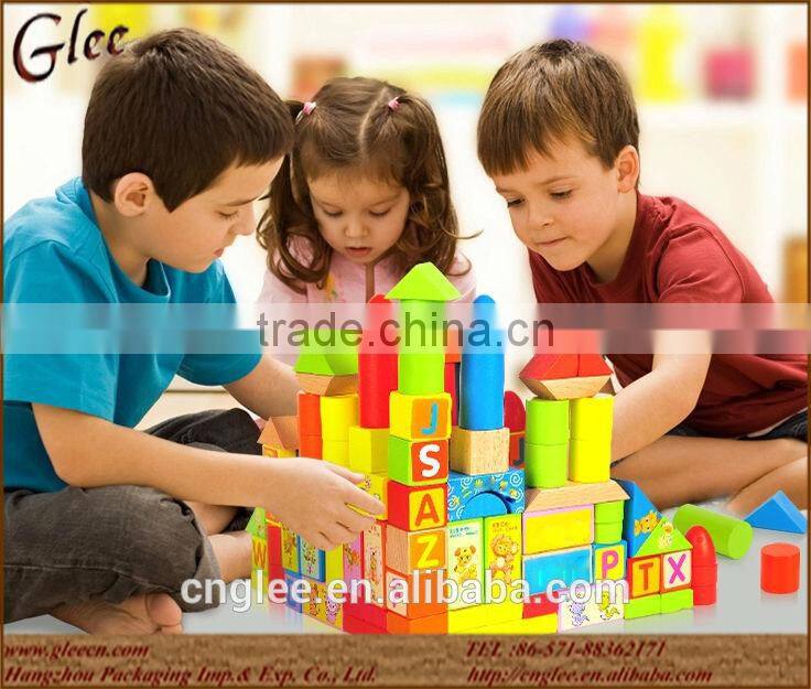 Child educational wooden building block toys