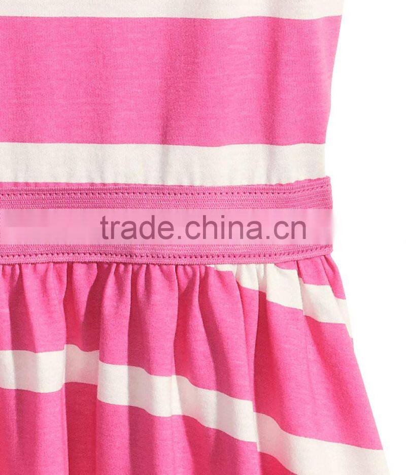 2016 Fashion Children Little Gilrs Cotton Jersey Stripe Print Dress HSD8073