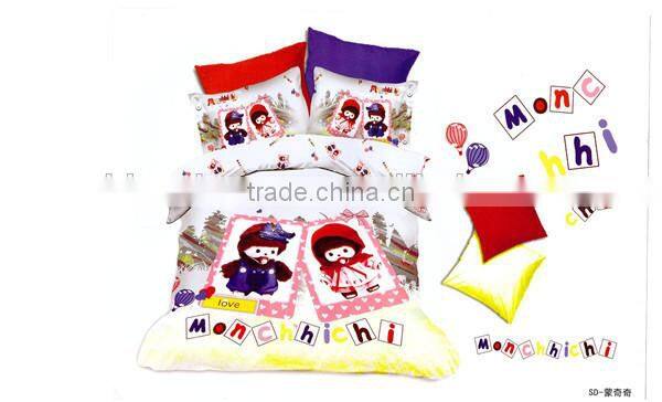 China wholesale cashmere blended fabric for kids cartoon bedding set