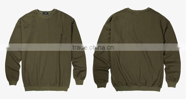 Casual longline Regular Cut Mens Ripped pullover Hoodie for man