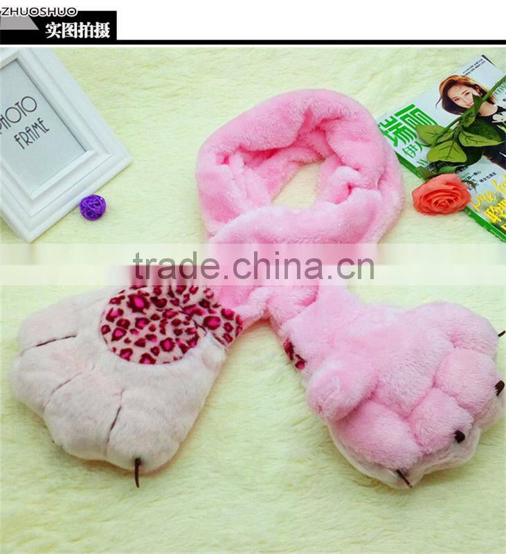 2016 winter new design cute woman rex rabbit fur scarf and gloves one piece scarves