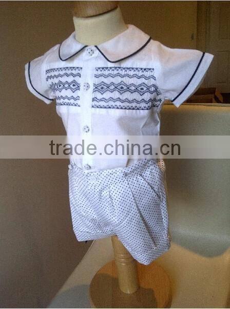 New designer baby romper hand-embroidered baby romper boutique clothing 2016 smocked romper for infant baby boys wholesale