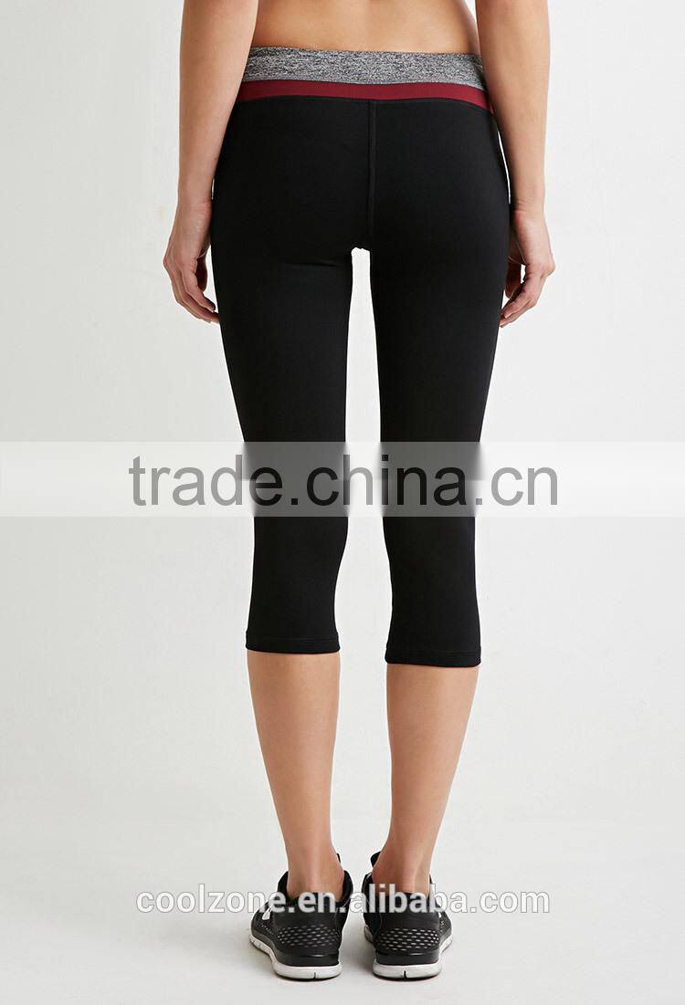 Stylishly colorblocked waist stretch knit yoga pants women