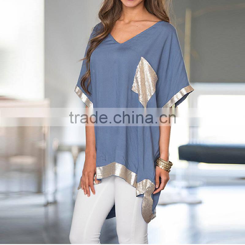 2017 summer ladies Asymmetrical cotton short sleeve