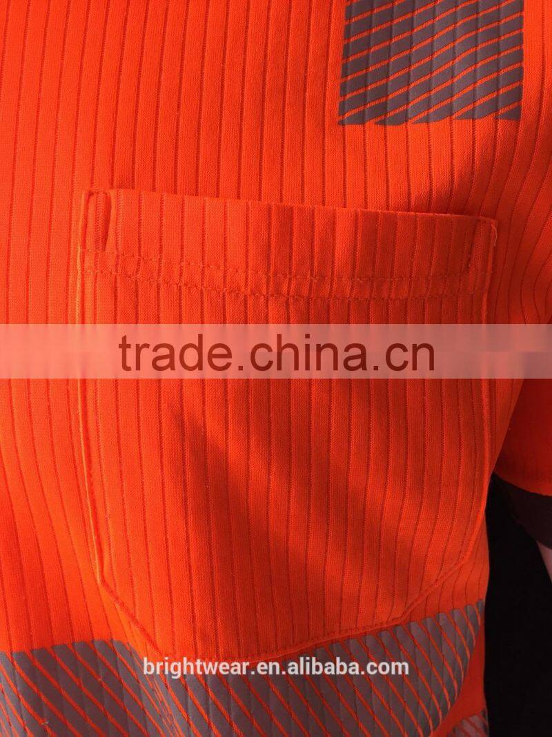 Mens short sleeve fluorescent interlock bulk poly/cotton high visibility polo shirt