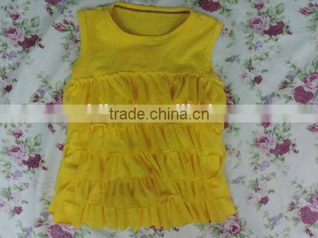 Baby Summer hot sale girls tank top icings solid color cotton clothes 2017 wholesale clothes ruffle