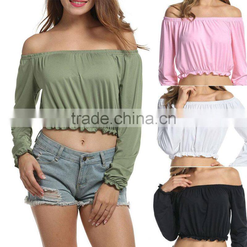 Women Blouse Off-Shoulder 2017 Fashion Casual Blouse & Top For Wholesale