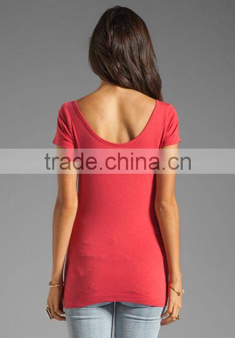 slim scoop neck tee shirt printing