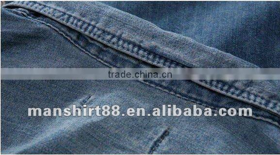 High quality Light blue 100%Cotton Washed Denim/Retro Cowboy Shirt for men with S,M,L,XL,XXL