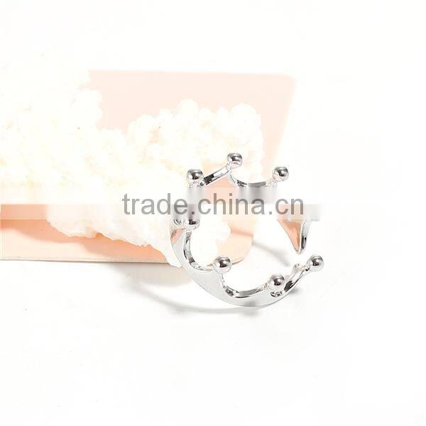 Copper Unadjustable Rings Silver Tone Crown