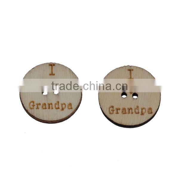 Wood Sewing Buttons Scrapbooking 2 Holes Round Natural Message Pattern I Love Grandpa "