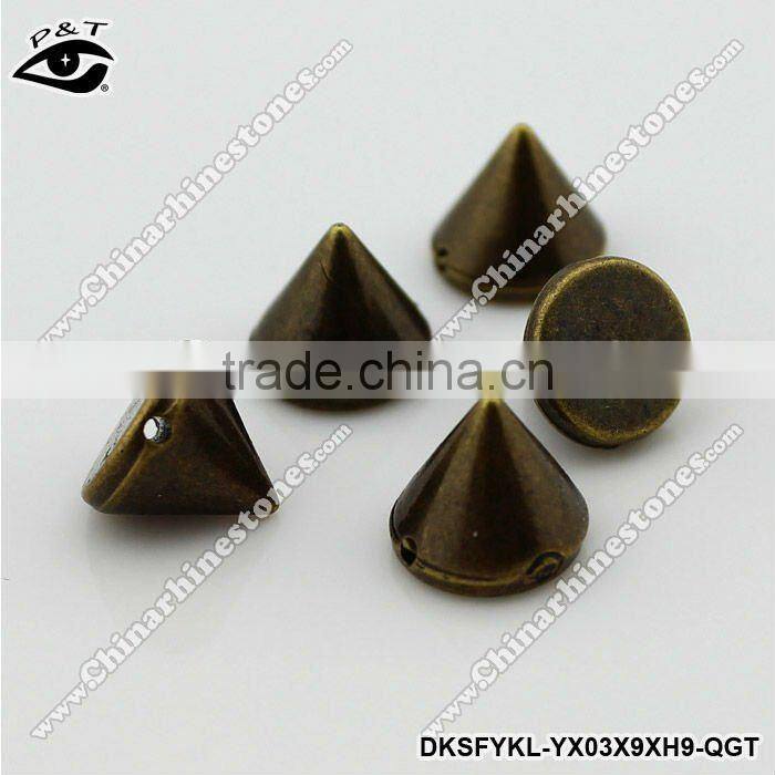 10mm sew on cone studs with holes brown coffee color for clothing shoes
