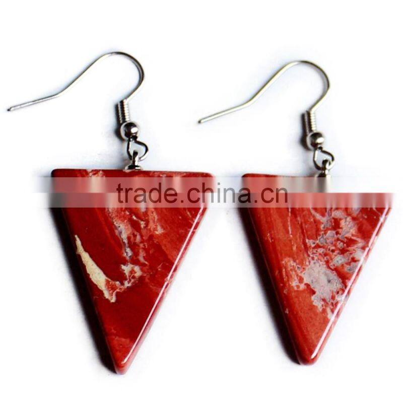 Triangle Shape Crystal Amethyst Natural Stone Drop Earrings
