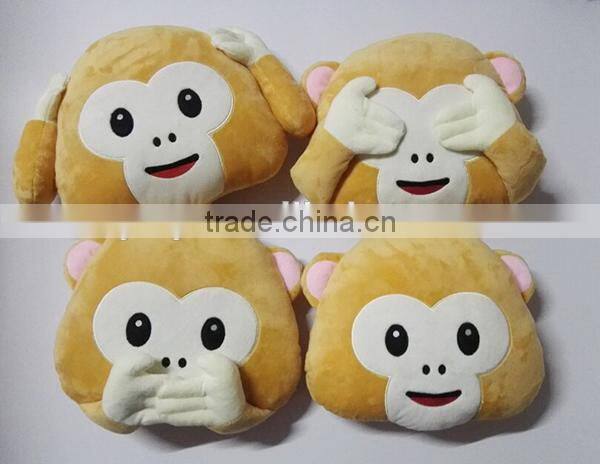 New Creative Plush Stuffed funny emoji plush monkey pillow