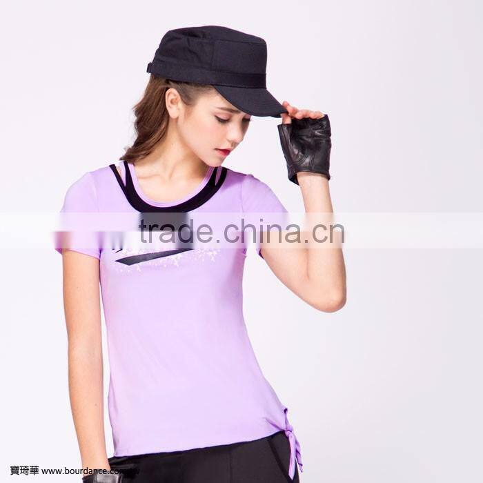 Women coolmax mesh front gathered tee fitness clothing