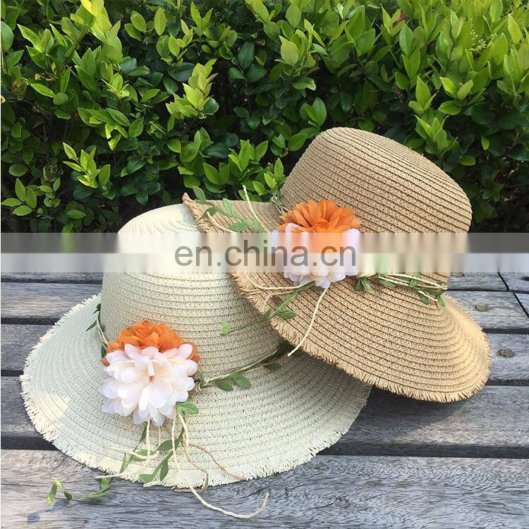 Flower Rough Selvedge Large Eaves Straw Hat Sunshade Beach Hat