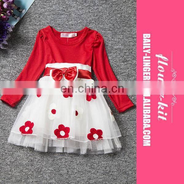 2017 New Girl Long Sleeve Cotton Casual Skirt Kids Cat Printed Party Dress