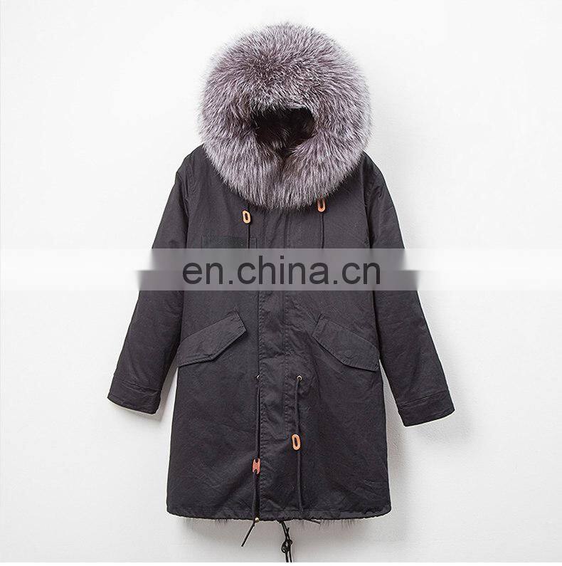 Hot Sales Winter's Fox Fur Lined Parka Germany Fur Coats With Removable Raccoon Fur Collar