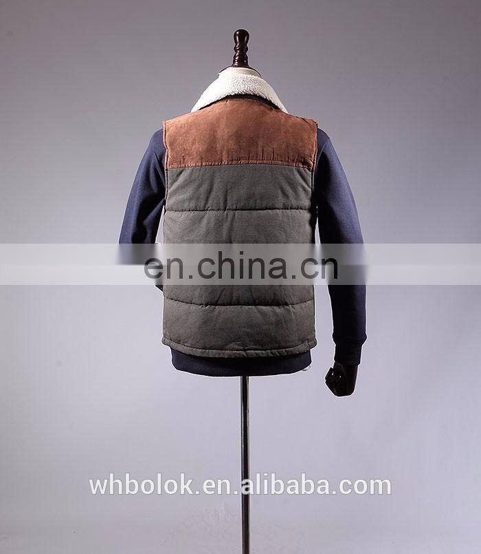 Custom label Hot sales Mens cotton winter waistcoat fleece collar stylish man vest
