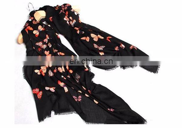 modal cashmere blend fashion butterfly print infinity lady scarf