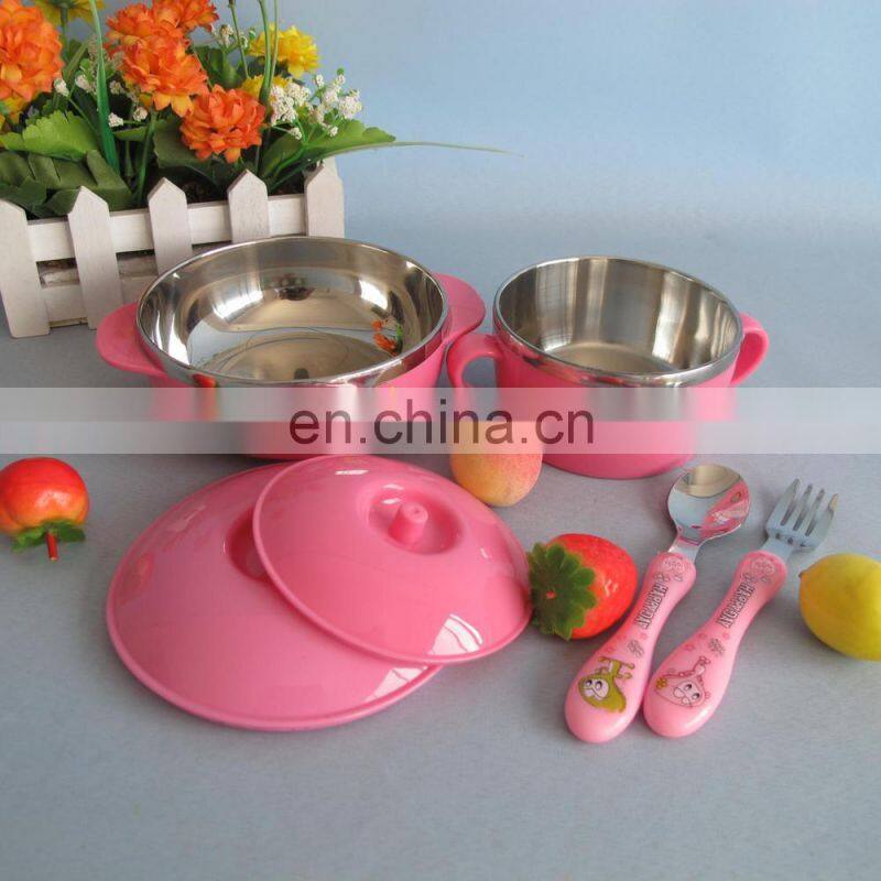 Pink stainless steel baby bowl