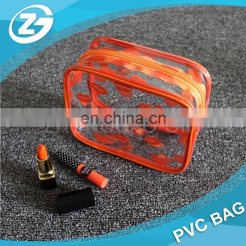 New Design Fashion Sexy Lipper Zipper Top Girls Make up Cosmetic Printed PVC Bag
