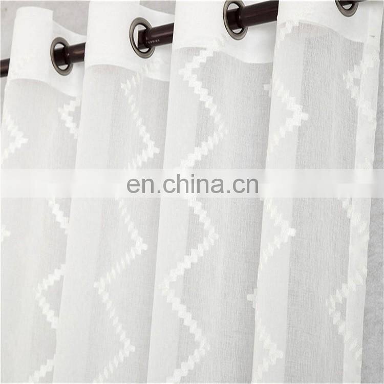 China Supplier Embroidery Sheer Curtains Ready Made Voile Curtains For Living Room, Bedroom