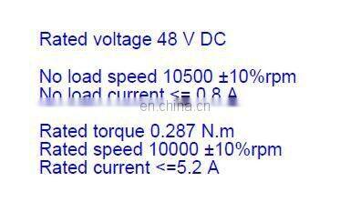Dia.76mm 3'' High Speed Dc Brushed Motor rated 10000rpm 250w