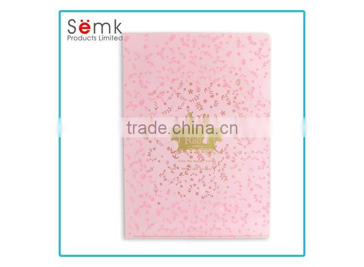 Novelty beautiful pp office stationery white pink file document paper folder