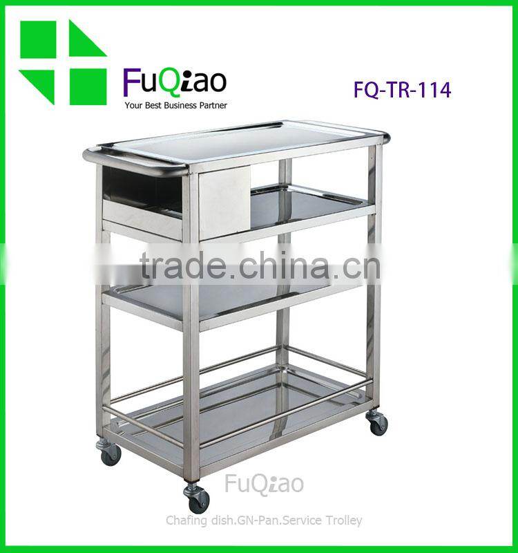 Hotel And Restaurant Supplies 4-tier stainless steel trolley , food Service trolley