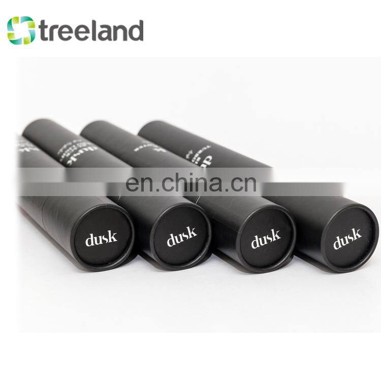 Black Cardboard Poster Tube Round Packaging Postal Mailing Tube with Silver Stamping