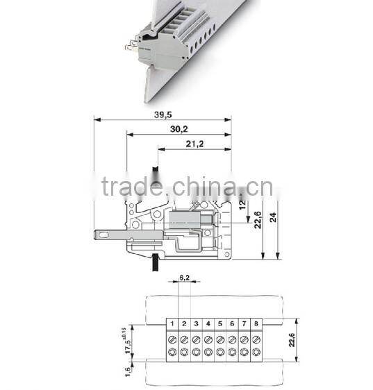 Through Panel terminal connector block With 6.20mm Pitch Vertical Wire Inlet