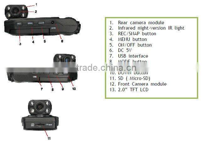 dual camera car dvr WHD-879 from Conqueror
