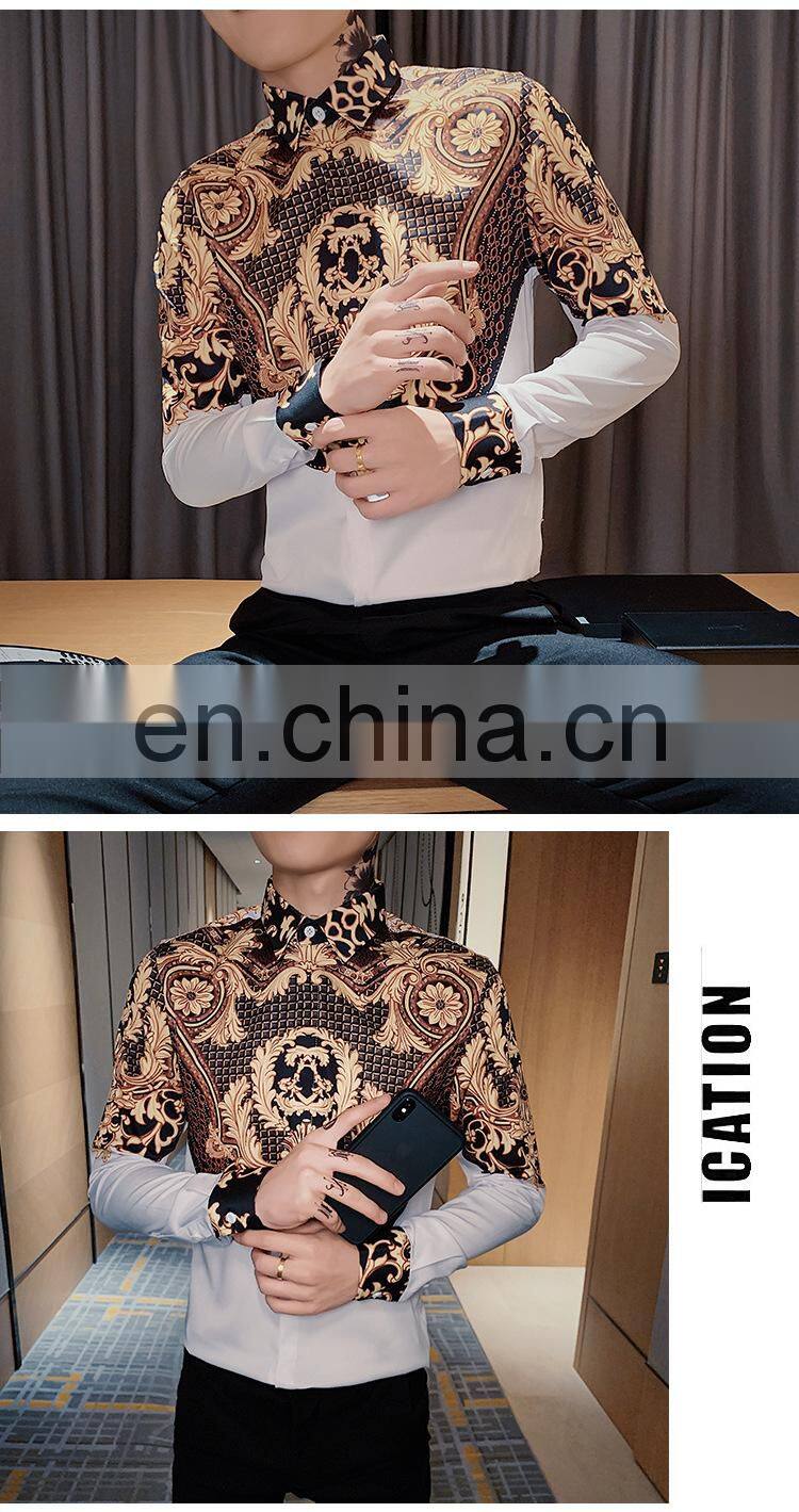 Clothing manufacturers wholesale men's new casual 3D printing cardigan personality long-sleeved lapel shirt